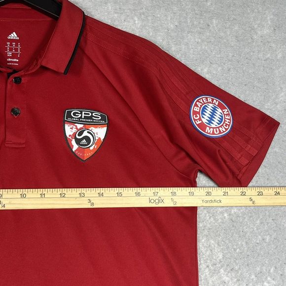 Adidas FC Bayern Munich Polo Shirt Men’s Medium Red Athletic GPS Soccer Jersey - Picture 3 of 9